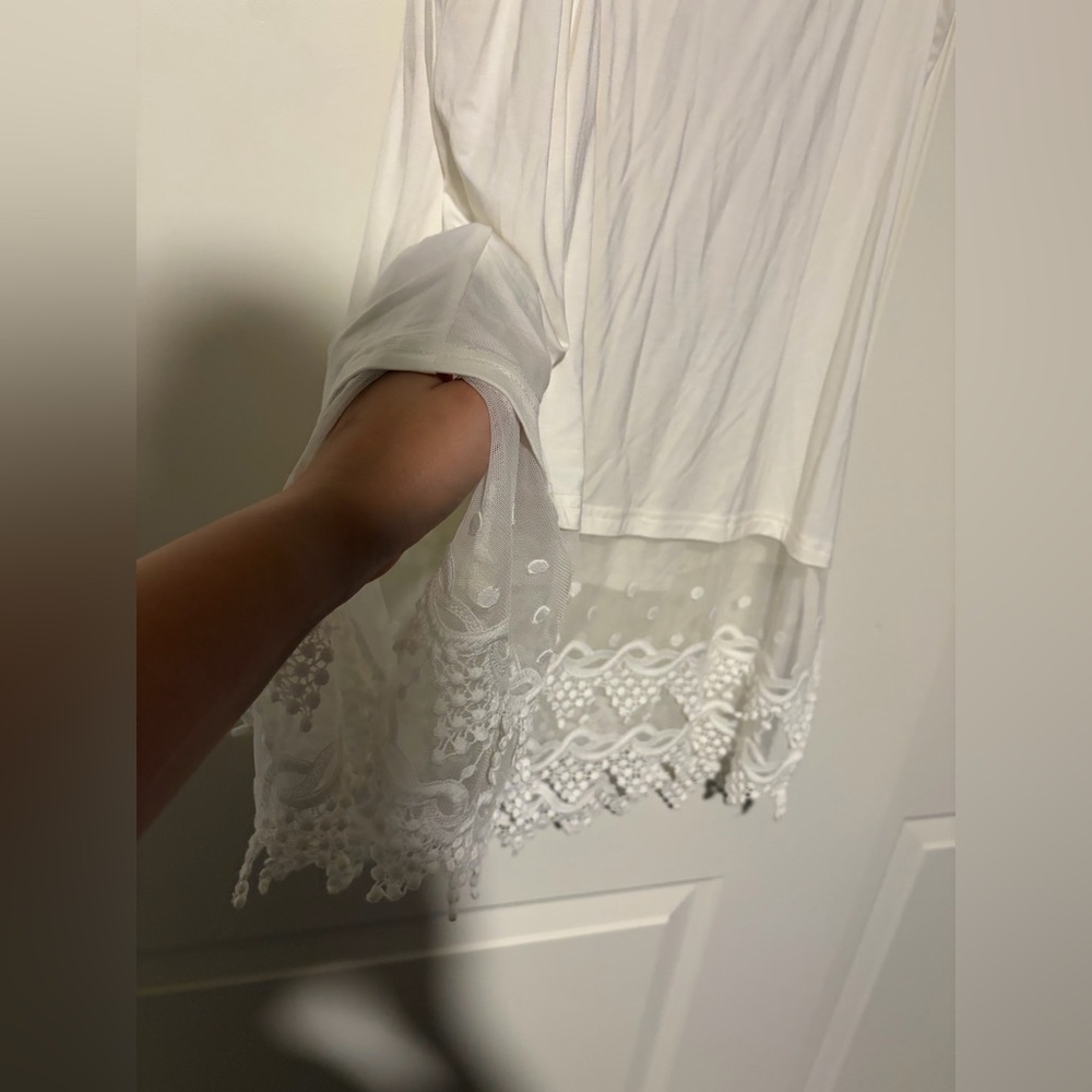 Kate Kason White & Black Lace Hem Slip Undershirt for Layering - Picture 5 of 11